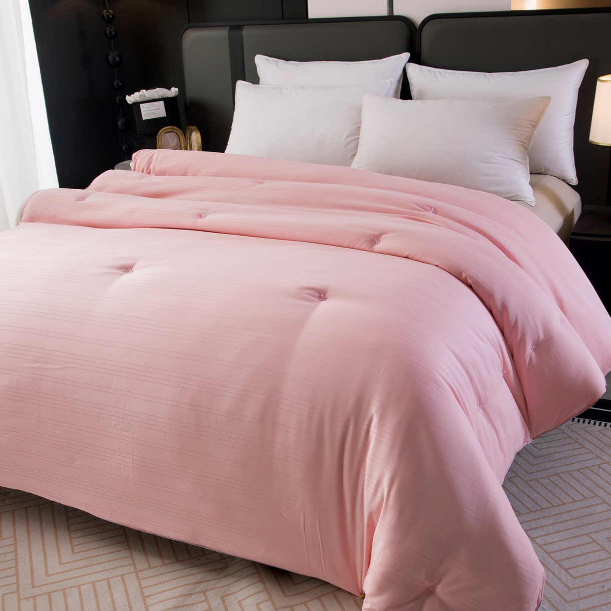 91家纺网 家纺一手货源 找家纺 禹祥家纺 2026新款爆款手工蚕丝被直播春秋被宿舍冬被子母被被子被芯拉链款 粉色