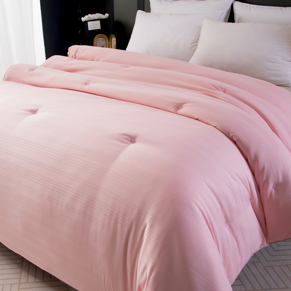 91家纺网 家纺一手货源 找家纺 禹祥家纺 2026新款爆款手工蚕丝被直播春秋被宿舍冬被子母被被子被芯拉链款 粉色