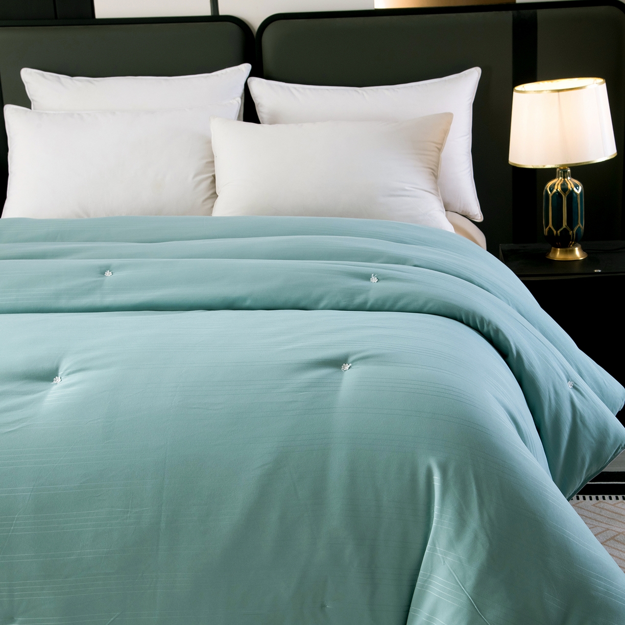 91家纺网 家纺一手货源 找家纺 禹祥家纺 2026新款爆款手工蚕丝被直播春秋被宿舍冬被子母被被子被芯拉链款 绿色