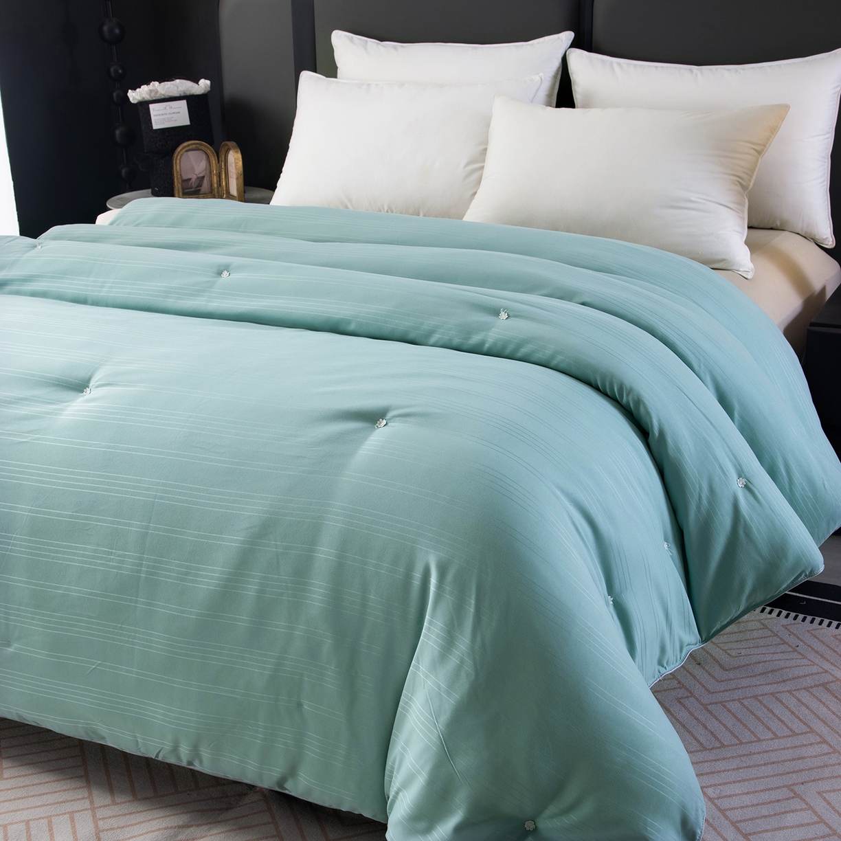 91家纺网 家纺一手货源 找家纺 禹祥家纺 2026新款爆款手工蚕丝被直播春秋被宿舍冬被子母被被子被芯拉链款 绿色