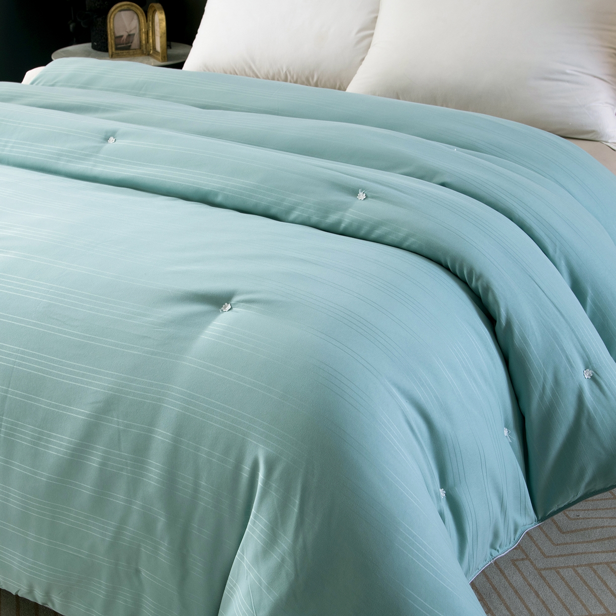 91家纺网 家纺一手货源 找家纺 禹祥家纺 2026新款爆款手工蚕丝被直播春秋被宿舍冬被子母被被子被芯拉链款 绿色