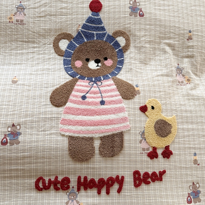 91家纺网 家纺一手货源 找家纺 恋佳居 2026新款毛巾绣古法棉单品床盖床盖单件 格趣萌熊