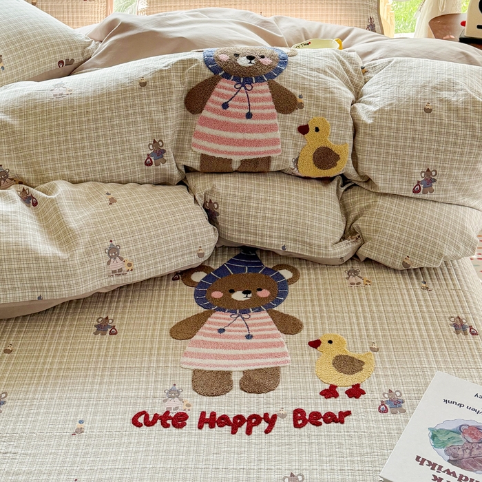 91家纺网 家纺一手货源 找家纺 恋佳居 2026新款毛巾绣古法棉单品床盖床盖单件 格趣萌熊