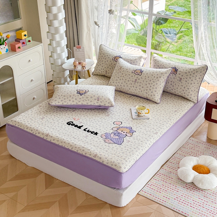 91家纺网 家纺一手货源 找家纺 恋佳居 2026新款毛巾绣古法棉单品床盖床盖单件 迷雾紫兔