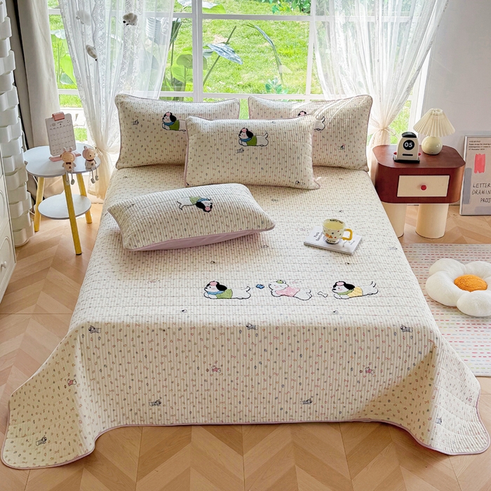 91家纺网 家纺一手货源 找家纺 恋佳居 2026新款毛巾绣古法棉单品床盖床盖单件 软萌时光