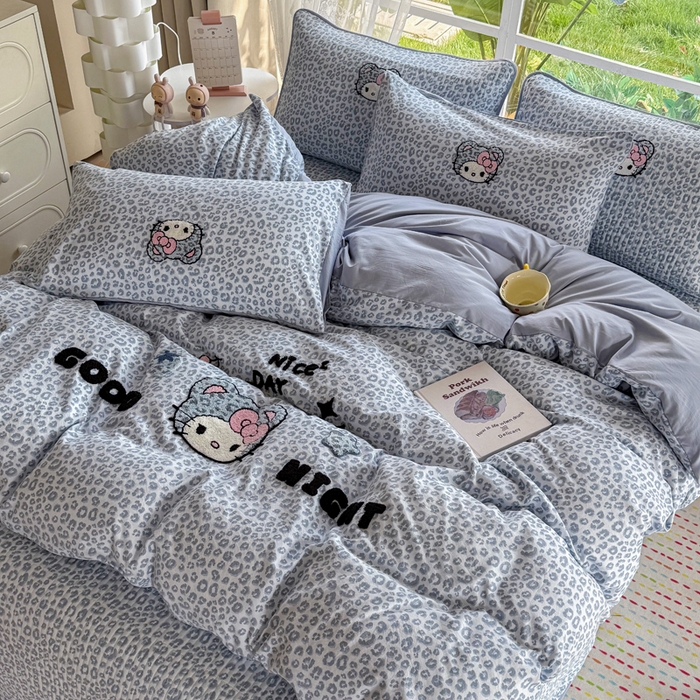 91家纺网 家纺一手货源 找家纺 恋佳居 2026新款毛巾绣古法棉单品床盖床盖单件 蓝酷豹猫