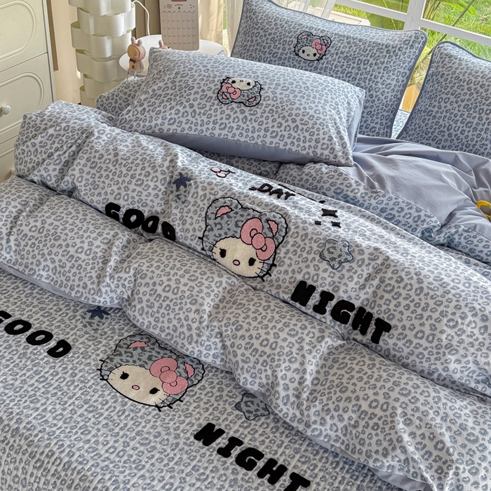 91家纺网 家纺一手货源 找家纺 恋佳居 2026新款毛巾绣古法棉单品床盖床盖单件 蓝酷豹猫