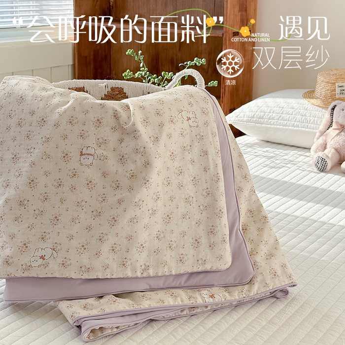 大彩家居 2026新款全棉双层纱凉感夏被 田园小憩