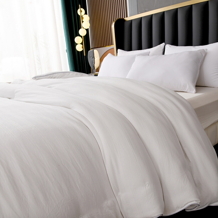 91家纺网 家纺一手货源 找家纺 禹祥家纺 2026新款小提花经典蚕丝被子母被 小提花经典-白