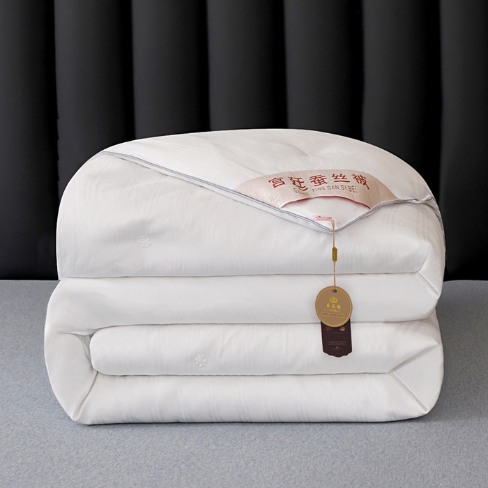 91家纺网 家纺一手货源 找家纺 禹祥家纺 2026新款小提花经典蚕丝被子母被 小提花经典-白