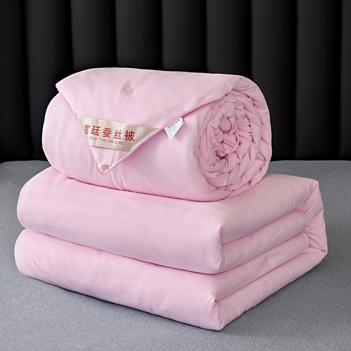 91家纺网 家纺一手货源 找家纺 禹祥家纺 2026新款小提花经典蚕丝被子母被 小提花经典-粉