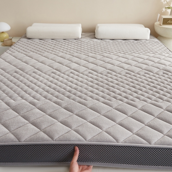 91家纺网 家纺一手货源 找家纺 优莱床垫 2026新款针织棉记忆海绵立体款床垫 艾玛格法莱绒记忆棉立体灰