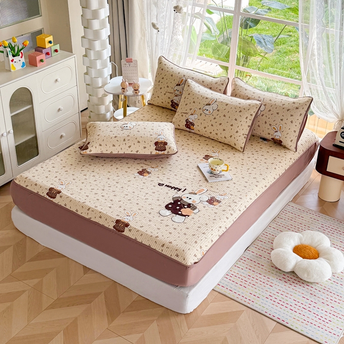 91家纺网 家纺一手货源 找家纺 恋佳居 2026新款毛巾绣古法棉单品床笠床笠单件 花兔小叙