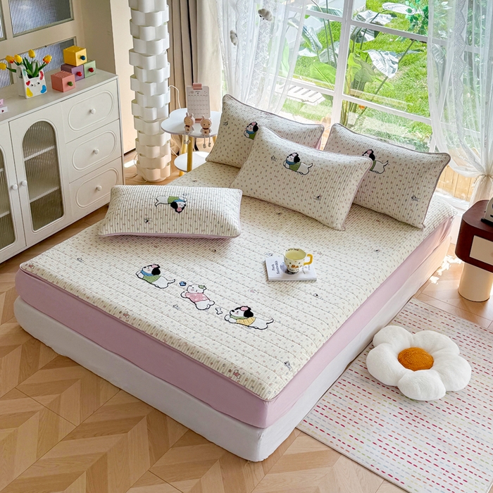 91家纺网 家纺一手货源 找家纺 恋佳居 2026新款毛巾绣古法棉单品床笠床笠单件 软萌时光