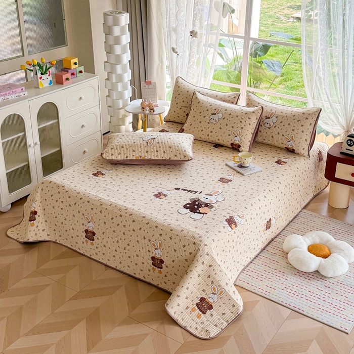 91家纺网 家纺一手货源 找家纺 恋佳居 2026新款毛巾绣古法棉单品床笠床笠单件 花兔小叙