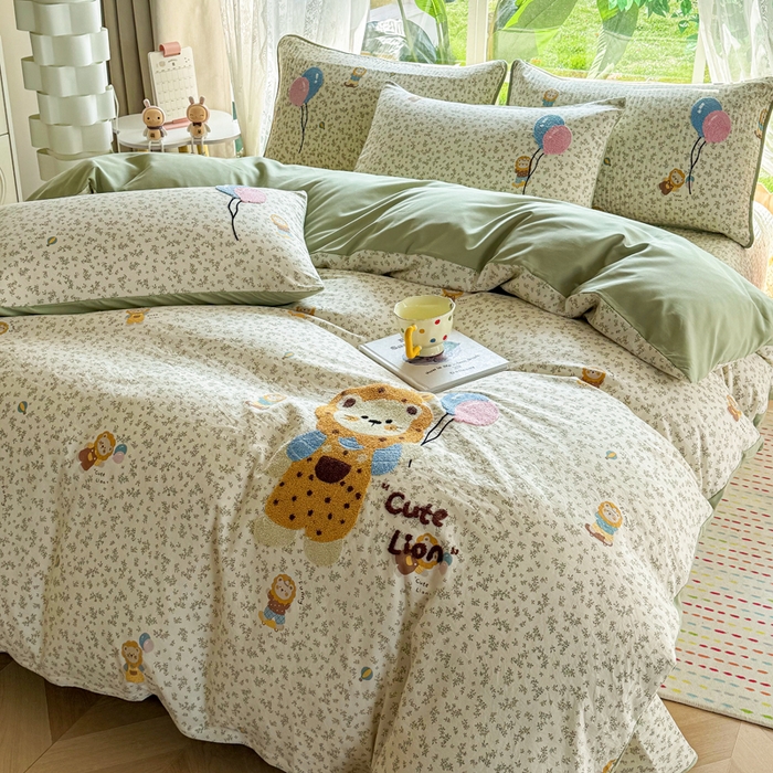 91家纺网 家纺一手货源 找家纺 恋佳居 2026新款毛巾绣古法棉单品床笠床笠单件 花狮轻梦