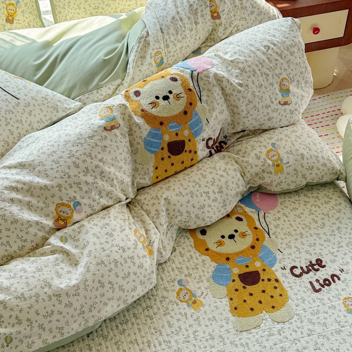 91家纺网 家纺一手货源 找家纺 恋佳居 2026新款毛巾绣古法棉单品床笠床笠单件 花狮轻梦