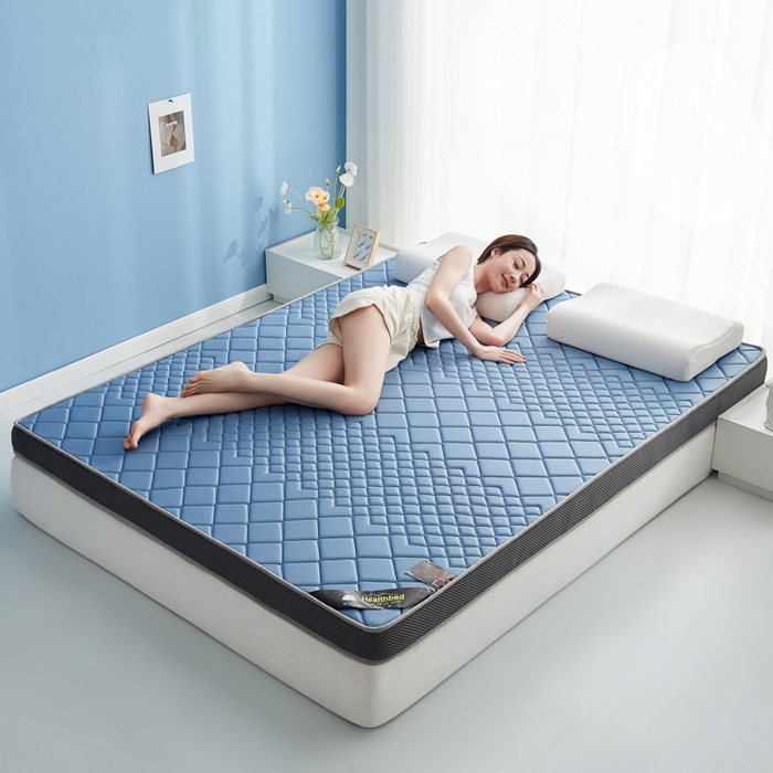 91家纺网 家纺一手货源 找家纺 优莱床垫 2026新款针织棉记忆海绵立体款床垫 艾玛格记忆棉立体蓝色