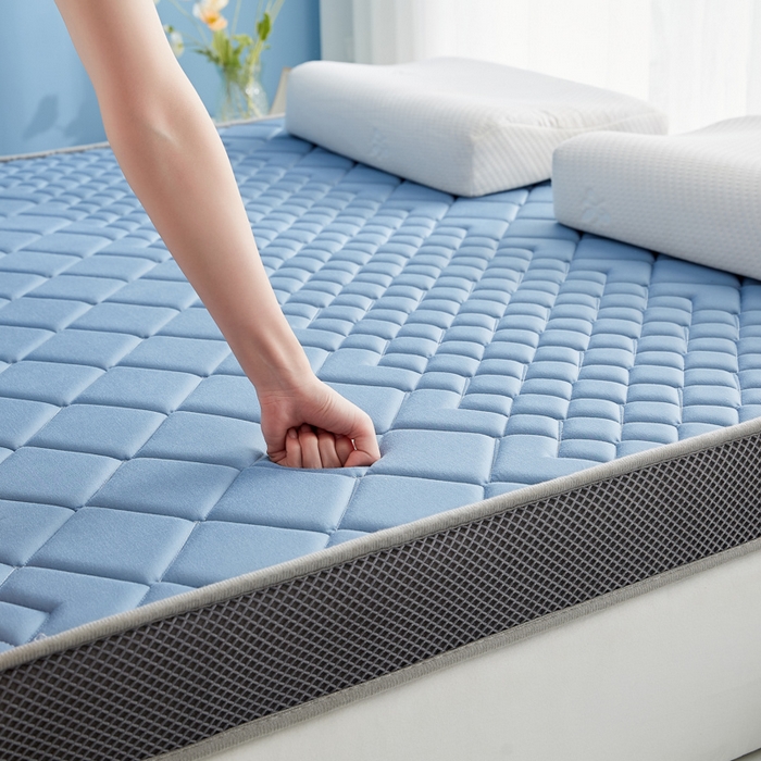 91家纺网 家纺一手货源 找家纺 优莱床垫 2026新款针织棉记忆海绵立体款床垫 艾玛格记忆棉立体蓝色