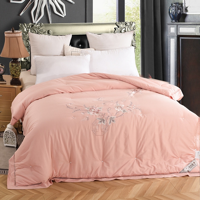 禹祥家纺 2026新款60支长绒棉蚕丝被被芯春秋被冬被 被子被芯 宫廷小调-玉色