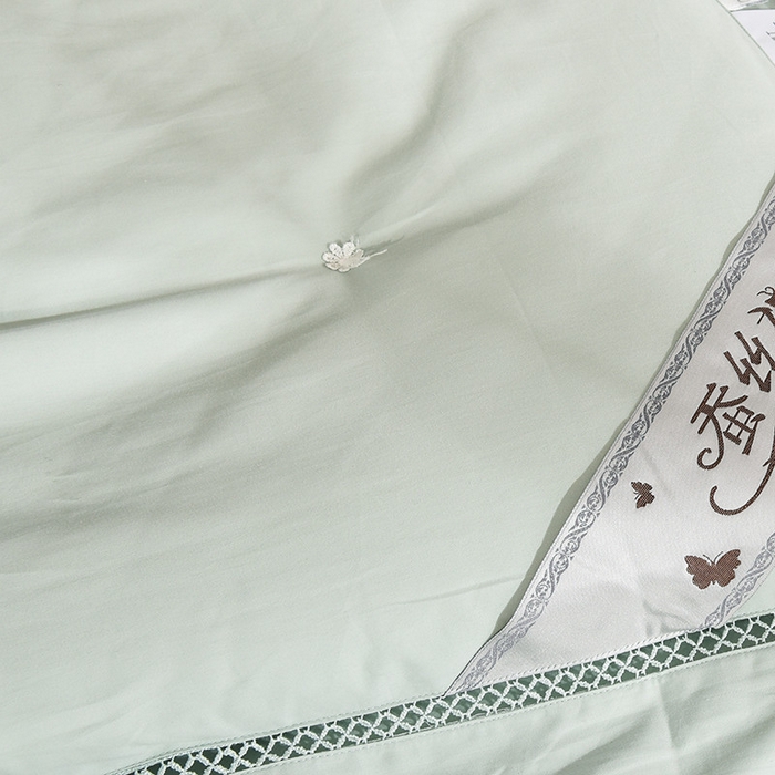 91家纺网 家纺一手货源 找家纺 禹祥家纺 2026新款60支长绒棉蚕丝被被芯春秋被冬被 被子被芯 宫廷小调-浅绿