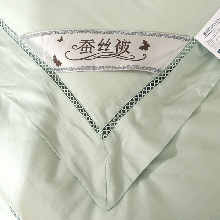 91家纺网 家纺一手货源 找家纺 禹祥家纺 2026新款60支长绒棉蚕丝被被芯春秋被冬被 被子被芯 宫廷小调-浅绿