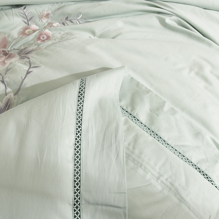 91家纺网 家纺一手货源 找家纺 禹祥家纺 2026新款60支长绒棉蚕丝被被芯春秋被冬被 被子被芯 宫廷小调-浅绿