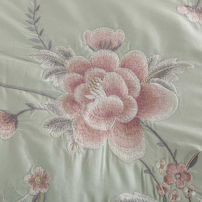 91家纺网 家纺一手货源 找家纺 禹祥家纺 2026新款60支长绒棉蚕丝被被芯春秋被冬被 被子被芯 宫廷小调-浅绿