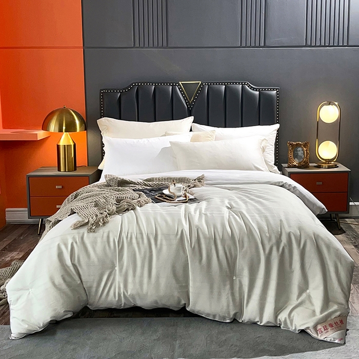 91家纺网 家纺一手货源 找家纺 禹祥家纺 2026新款全棉蚕丝被被子被芯冬被子母被提花蚕丝被 被子被芯 轻轻语录灰色