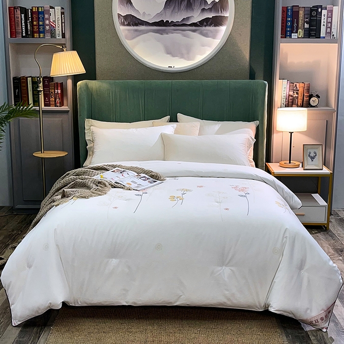 91家纺网 家纺一手货源 找家纺 禹祥家纺 2026新款全棉蚕丝被被子被芯冬被子母被提花蚕丝被 被子被芯 伊人白