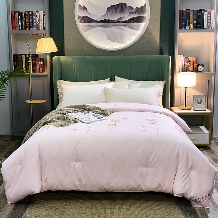 91家纺网 家纺一手货源 找家纺 禹祥家纺 2026新款全棉蚕丝被被子被芯冬被子母被提花蚕丝被 被子被芯 伊人粉