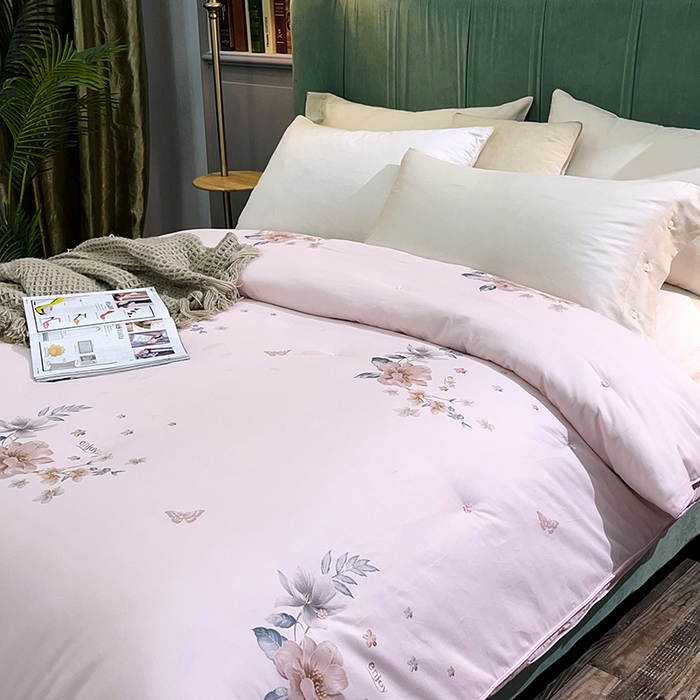 91家纺网 家纺一手货源 找家纺 禹祥家纺 2026新款全棉蚕丝被被子被芯冬被子母被提花蚕丝被 被子被芯 心愿粉