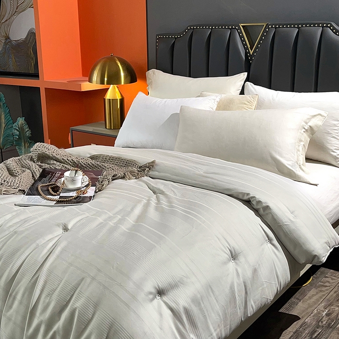 91家纺网 家纺一手货源 找家纺 禹祥家纺 2026新款全棉蚕丝被被子被芯冬被子母被提花蚕丝被 被子被芯 轻轻语录灰色