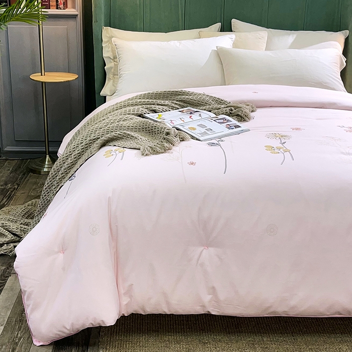 91家纺网 家纺一手货源 找家纺 禹祥家纺 2026新款全棉蚕丝被被子被芯冬被子母被提花蚕丝被 被子被芯 伊人粉