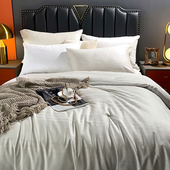 91家纺网 家纺一手货源 找家纺 禹祥家纺 2026新款全棉蚕丝被被子被芯冬被子母被提花蚕丝被 被子被芯 轻轻语录灰色