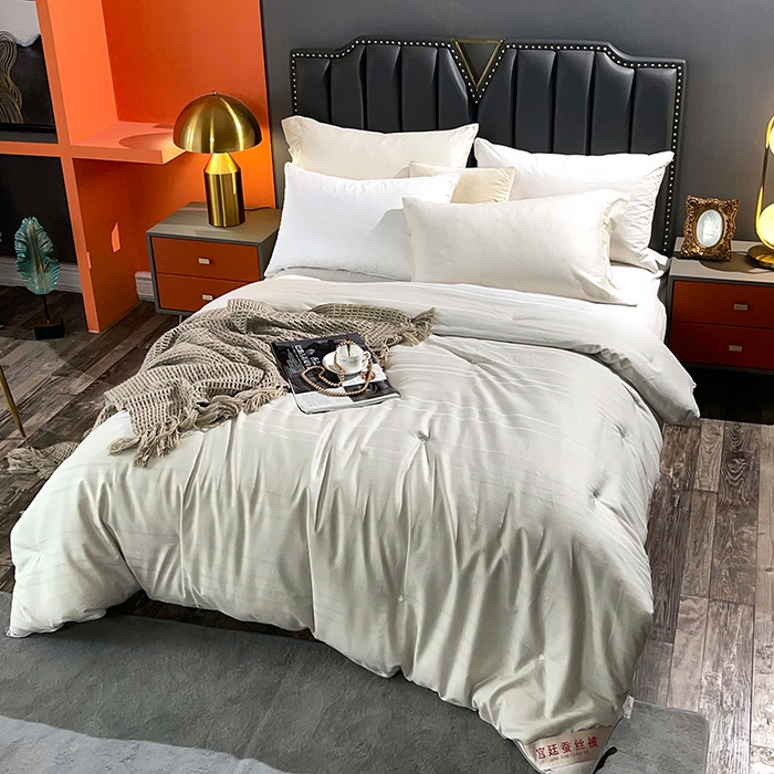 91家纺网 家纺一手货源 找家纺 禹祥家纺 2026新款全棉蚕丝被被子被芯冬被子母被提花蚕丝被 被子被芯 轻轻语录灰色