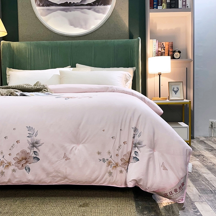 91家纺网 家纺一手货源 找家纺 禹祥家纺 2026新款全棉蚕丝被被子被芯冬被子母被提花蚕丝被 被子被芯 心愿粉