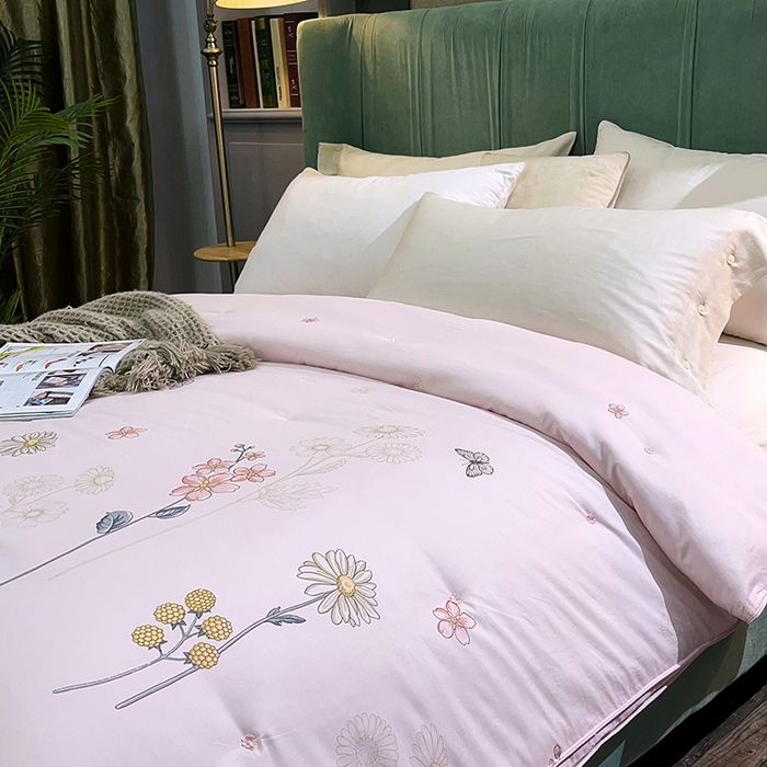 91家纺网 家纺一手货源 找家纺 禹祥家纺 2026新款全棉蚕丝被被子被芯冬被子母被提花蚕丝被 被子被芯 伊人粉