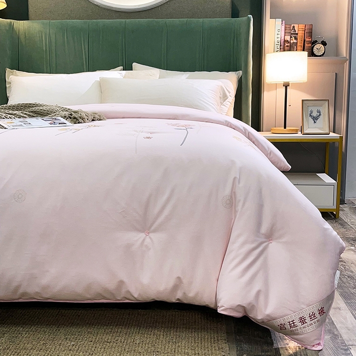91家纺网 家纺一手货源 找家纺 禹祥家纺 2026新款全棉蚕丝被被子被芯冬被子母被提花蚕丝被 被子被芯 伊人粉