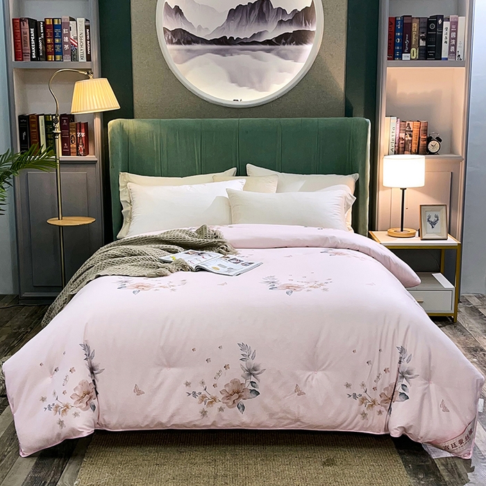 禹祥家纺 2026新款全棉蚕丝被被子被芯冬被子母被提花蚕丝被 被子被芯 心愿粉