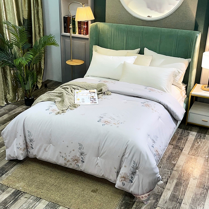 91家纺网 家纺一手货源 找家纺 禹祥家纺 2026新款全棉蚕丝被被子被芯冬被子母被提花蚕丝被 被子被芯 心愿灰