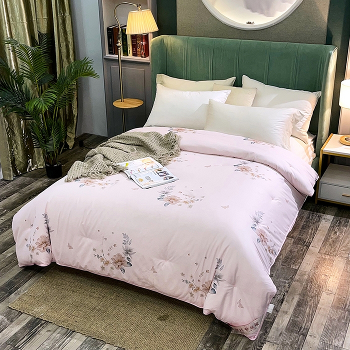 91家纺网 家纺一手货源 找家纺 禹祥家纺 2026新款全棉蚕丝被被子被芯冬被子母被提花蚕丝被 被子被芯 心愿粉