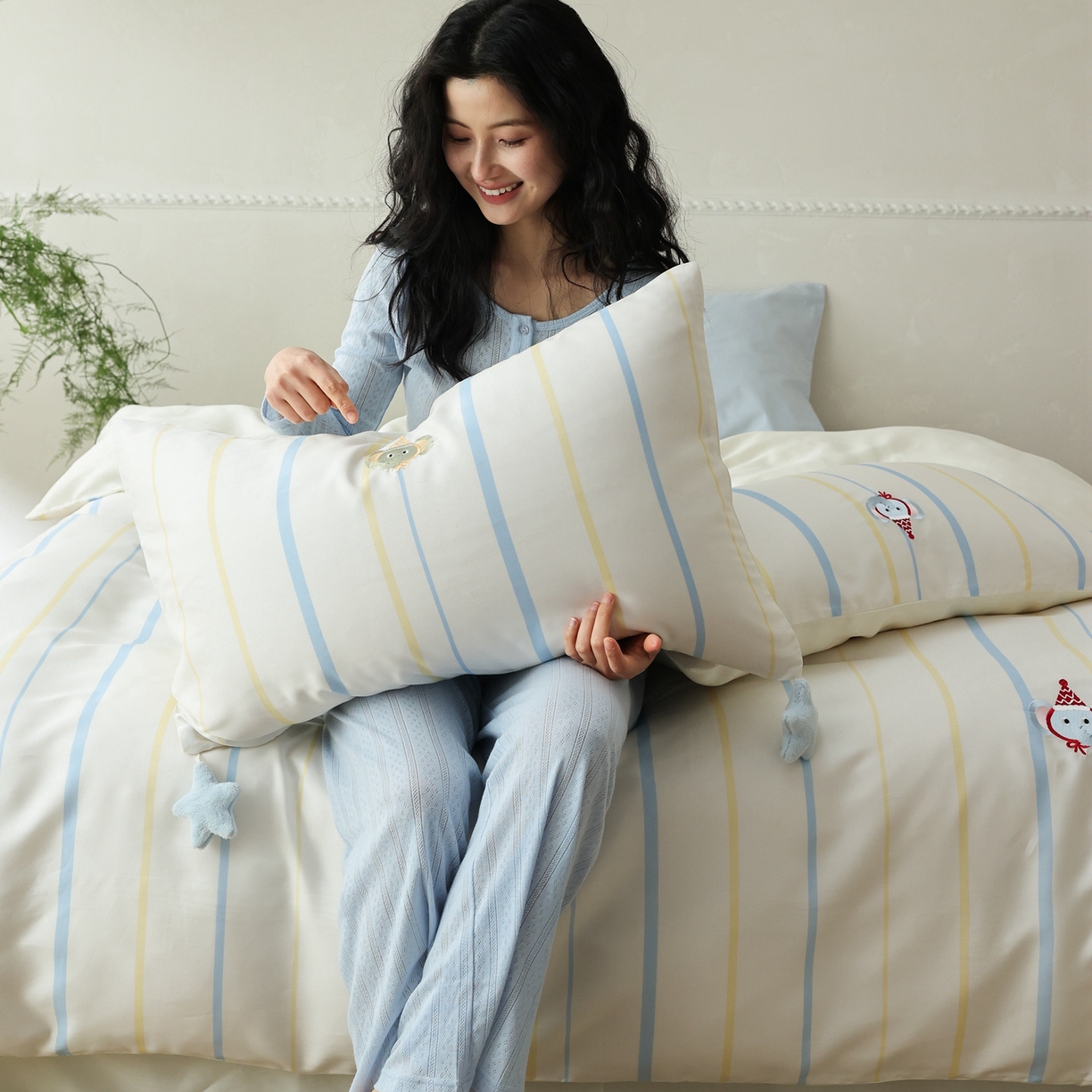 91家纺网 家纺一手货源 找家纺 （总）初拾 2026新款60支兰精天丝“情绪价值”四件套-星星象