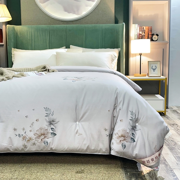 91家纺网 家纺一手货源 找家纺 禹祥家纺 2026新款全棉蚕丝被被子被芯冬被子母被提花蚕丝被 被子被芯 心愿灰