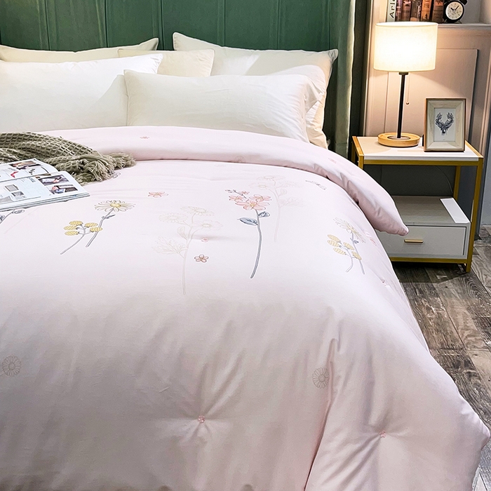 91家纺网 家纺一手货源 找家纺 禹祥家纺 2026新款全棉蚕丝被被子被芯冬被子母被提花蚕丝被 被子被芯 伊人粉