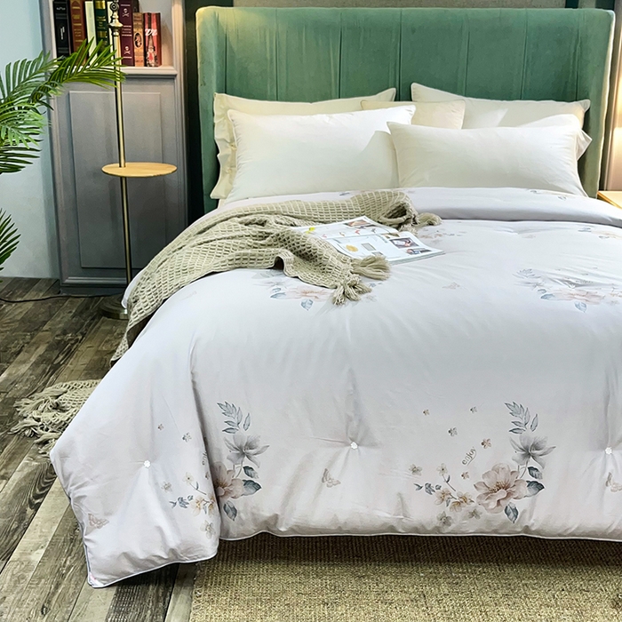 91家纺网 家纺一手货源 找家纺 禹祥家纺 2026新款全棉蚕丝被被子被芯冬被子母被提花蚕丝被 被子被芯 心愿灰