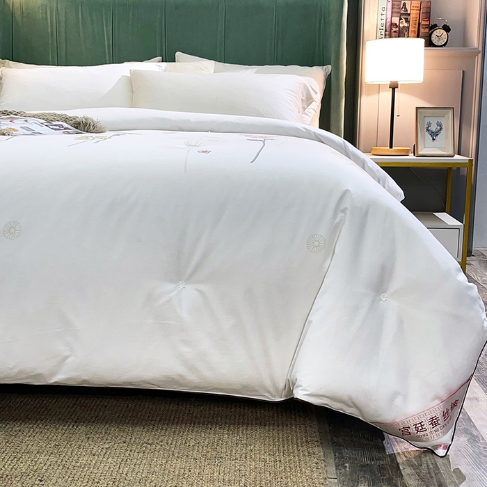 91家纺网 家纺一手货源 找家纺 禹祥家纺 2026新款全棉蚕丝被被子被芯冬被子母被提花蚕丝被 被子被芯 伊人白