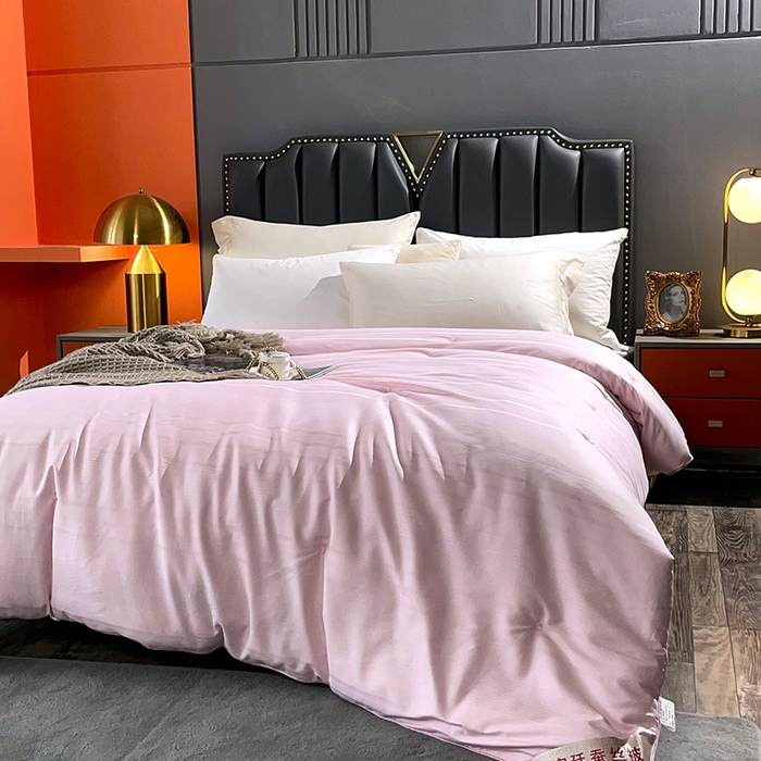 91家纺网 家纺一手货源 找家纺 禹祥家纺 2026新款全棉蚕丝被被子被芯冬被子母被提花蚕丝被 被子被芯 轻轻语录粉色