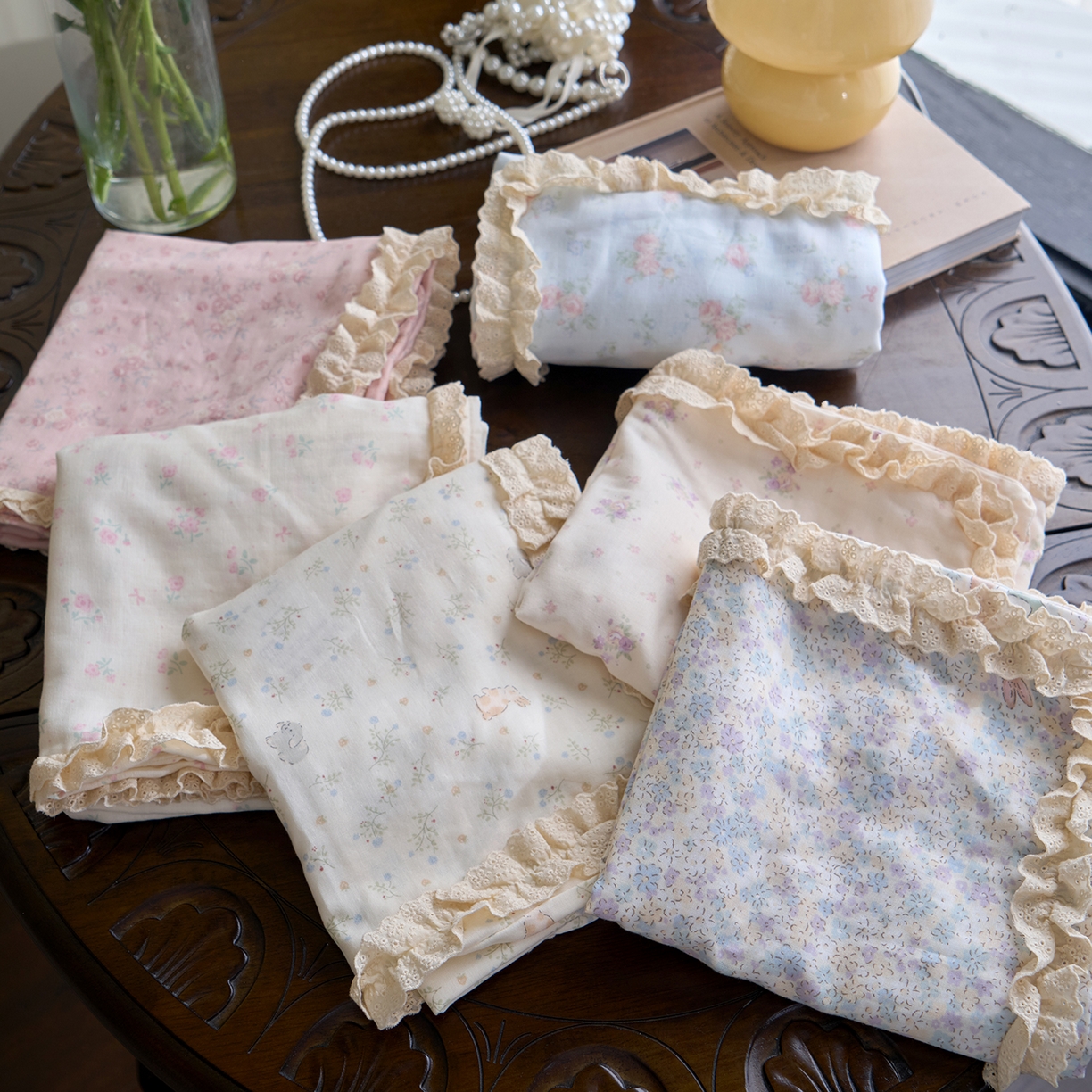 91家纺网 家纺一手货源 找家纺 （总）洋铭区（原狠狠爱） 2026新款双层纱皱皱花边夏被夏凉被空调被三件套