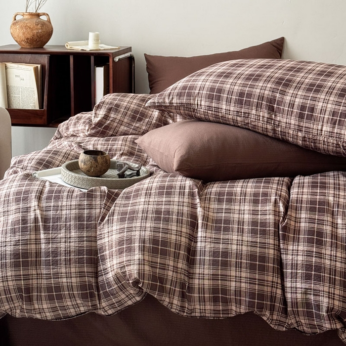 91家纺网 家纺一手货源 找家纺 （总）豪美鑫 2026新款经典格纹四件套 苏格兰系列